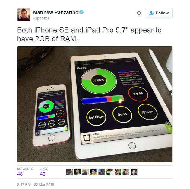 誰說iPhone SE只有1GB內(nèi)存!SE和Pro均搭載2GB內(nèi)存