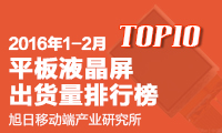 2016年1-2平板液晶屏出貨量排行榜