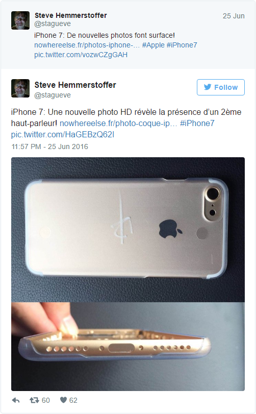 iPhone 7后殼曝光：攝像頭凸起、耳機(jī)孔被揚(yáng)聲器取代