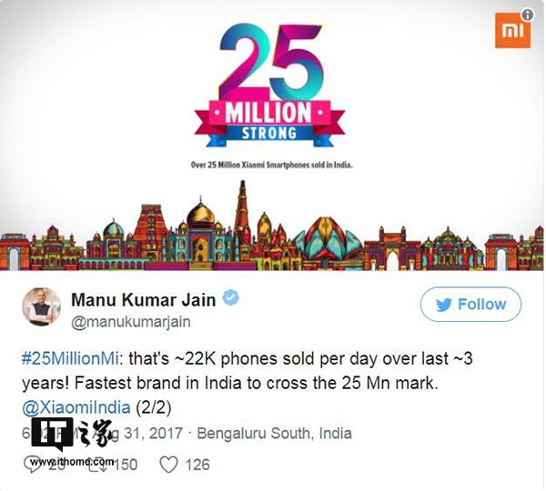 過(guò)去三年，小米在印度每天賣出約22000部手機(jī)