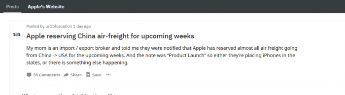 為了新iPhone，蘋果真是拼了！傳蘋果租借所有中國赴美空運(yùn)航班
