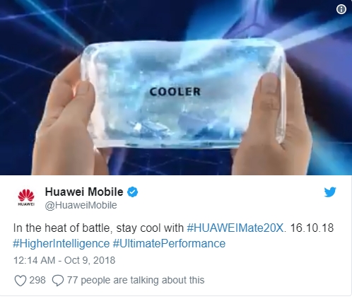 10月16日見 華為海外預(yù)熱Mate 20X新機(jī):發(fā)力游戲性能和散