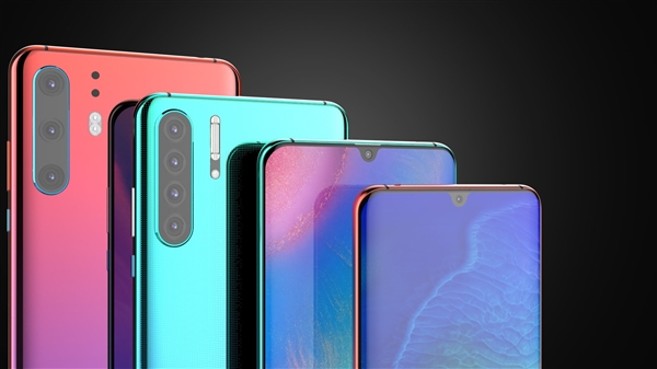 華為P30/P30 Pro概念渲染曝光:水滴屏+后置四攝