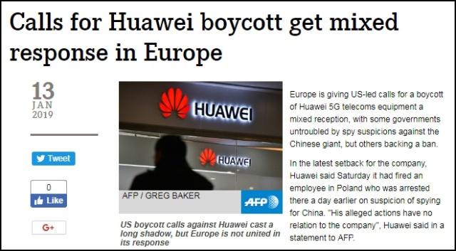 美國呼吁聯(lián)合制裁華為 除英法外其他國家應者寥寥