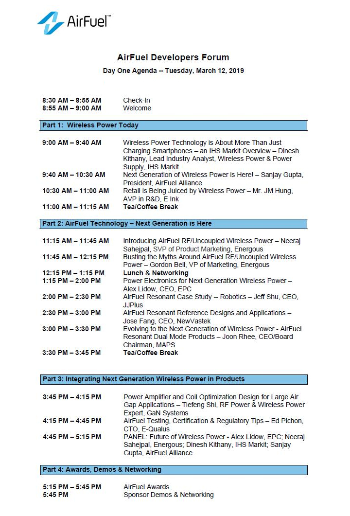 第二屆AirFuel無(wú)線充電大會(huì)暨開(kāi)發(fā)者論壇日程搶先看