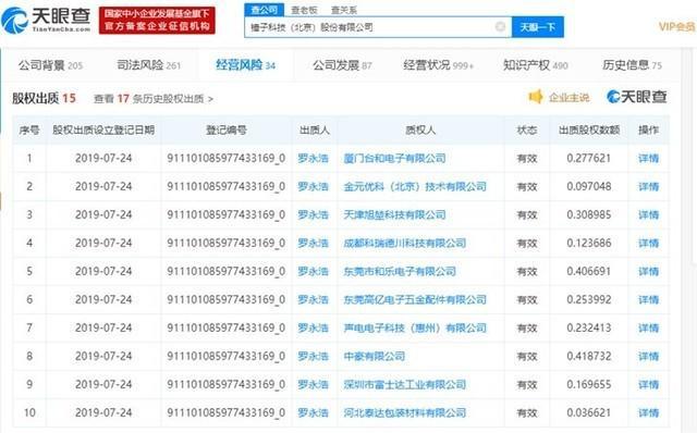 羅永浩再次出質(zhì)錘子科技股權 今年第七次